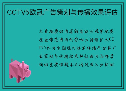 CCTV5欧冠广告策划与传播效果评估
